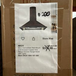 30in Wall Mount Range Hood