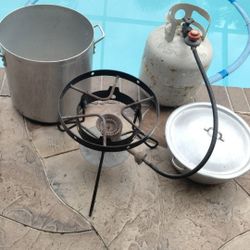 Boiler Cooker Kit XL Pot Fryer Gas Propane Burner Pot Tank Empty Low Country Boil Fish Fry Cook Out 