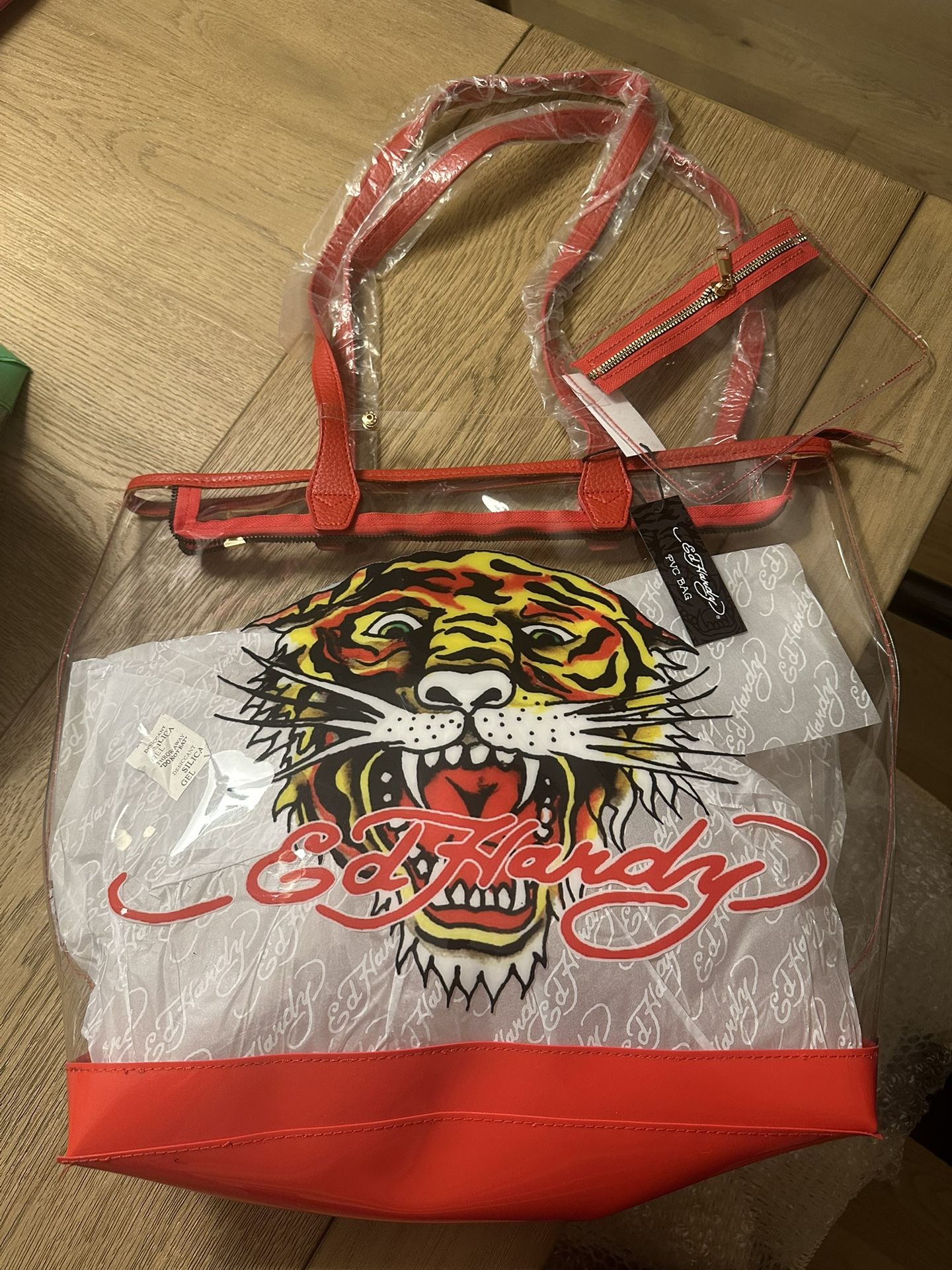 Authentic Ed Hardy PVC Tote (Red w/ tiger) NWT