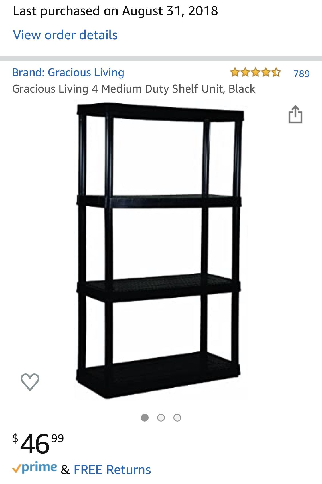 Gracious Living 4 Medium Duty Shelf Unit, Black - set of 2