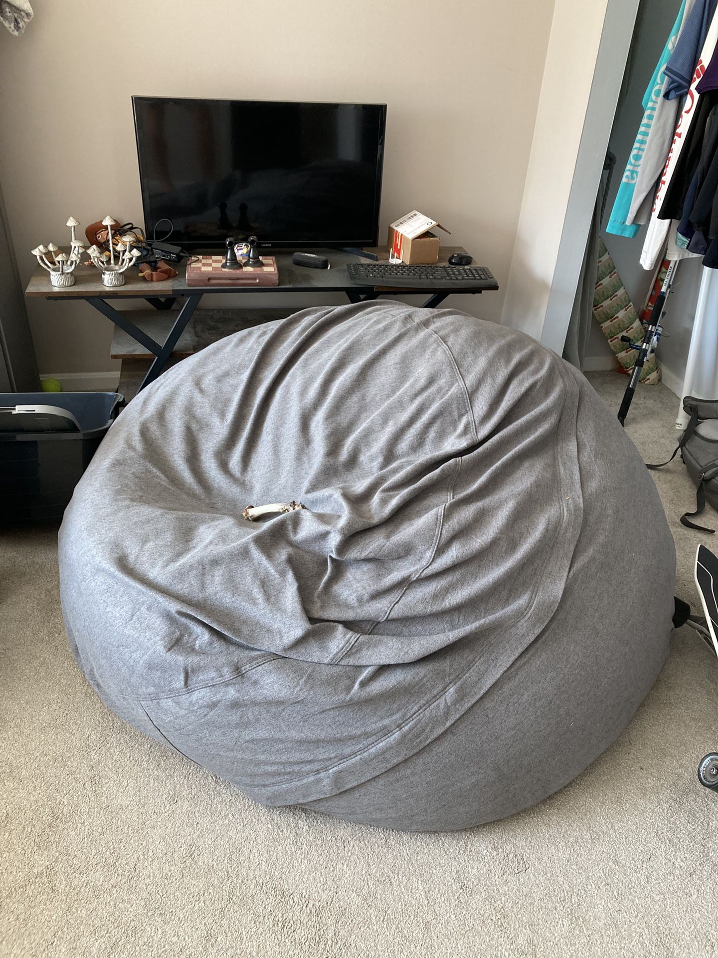 TV, TV Stand, Bean Bag