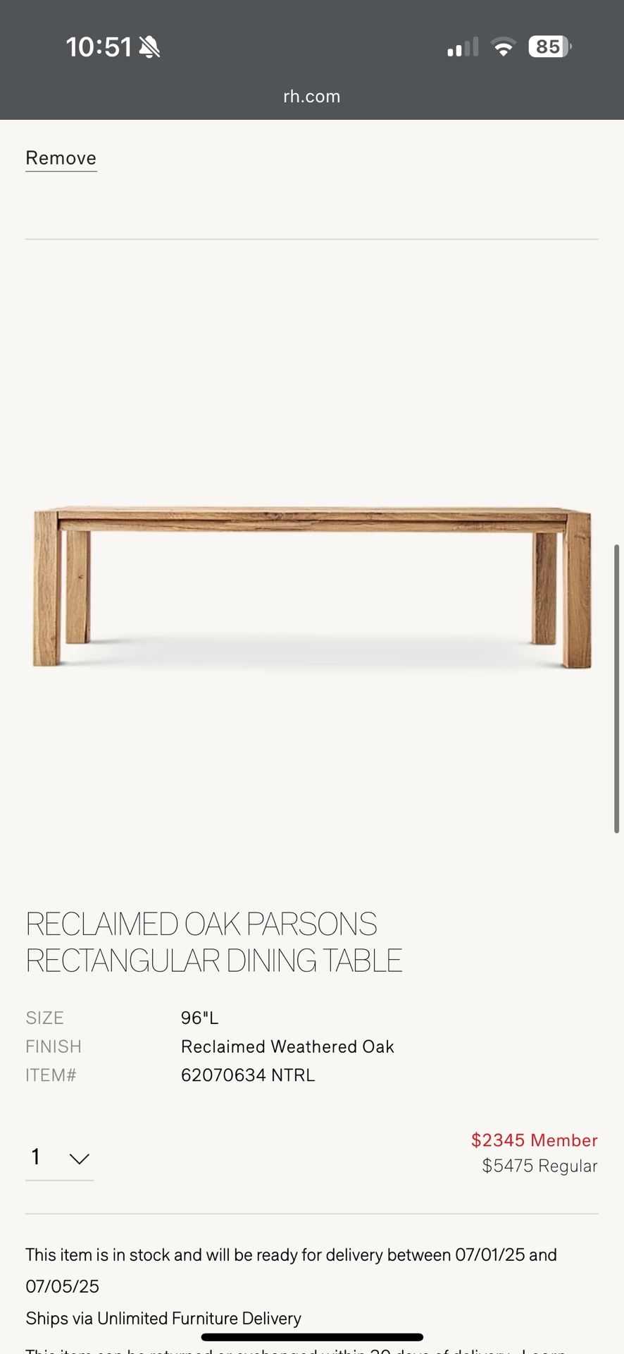Restoration hardware dining table