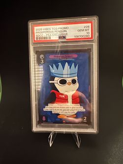 Prosperous Penguin Pudgy VIBES TCG promo card PSA10 SDCC