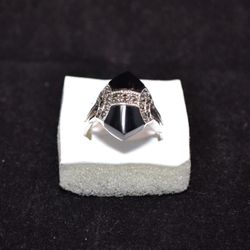 💍 Black Onyx Sterling Silver Ring – Size 10 1/4 – 💍 
