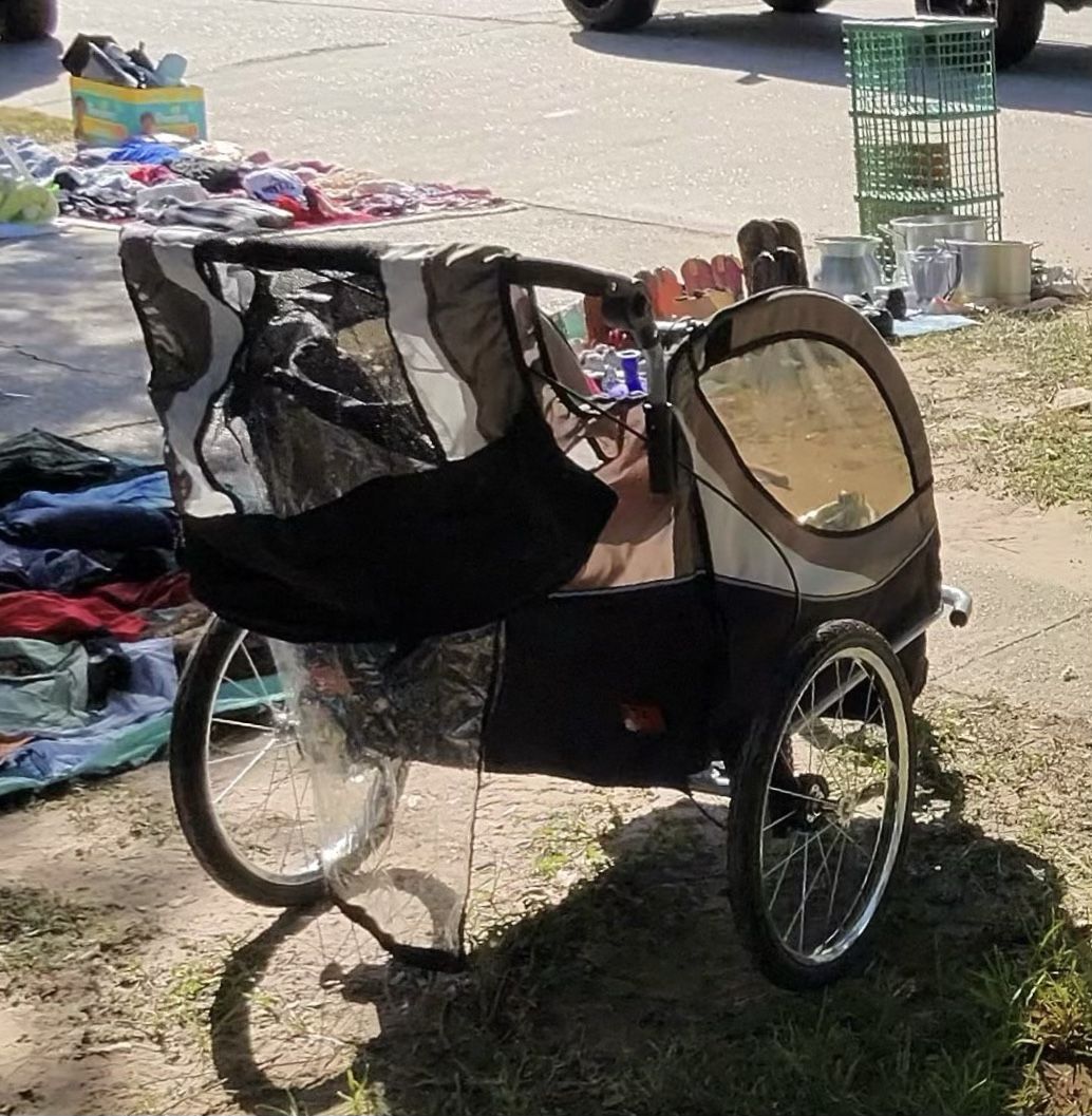 Grey Clevr Deluxe 3-in-1 Double 2 Seat Bicycle Bike Trailer Jogger Stroller