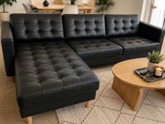 Black leather sectional couch with delivery