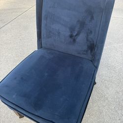 Navy Blue Upholstered Game / Card Table Chair with Casters