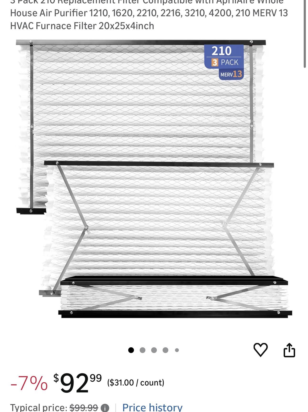 New In Box Air Filter 210 20x25x4💥$60💥