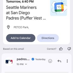 Padres Vs Mainers Tickets(2) Wednesday, April 15, 2026 Puff Jacket Give-away