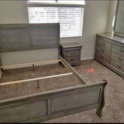 Gray Sleigh Bedroomset/dresser,mirror,nightstand, Bed/ Queen,full,twin,king Size Available