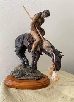 1970’s colorful image of End of the Trail Native First Nation Western Art