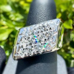 14k solid white gold 1.2CTW natural diamond abstract shape fashion ring sz7