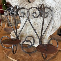 Rustic Farmhouse Forged 💘Metal Wall  Candle Holders