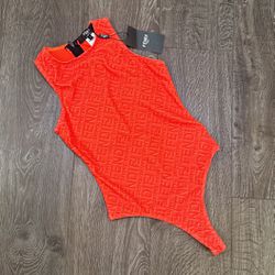 New Fendi X Skims Orange Bodysuit