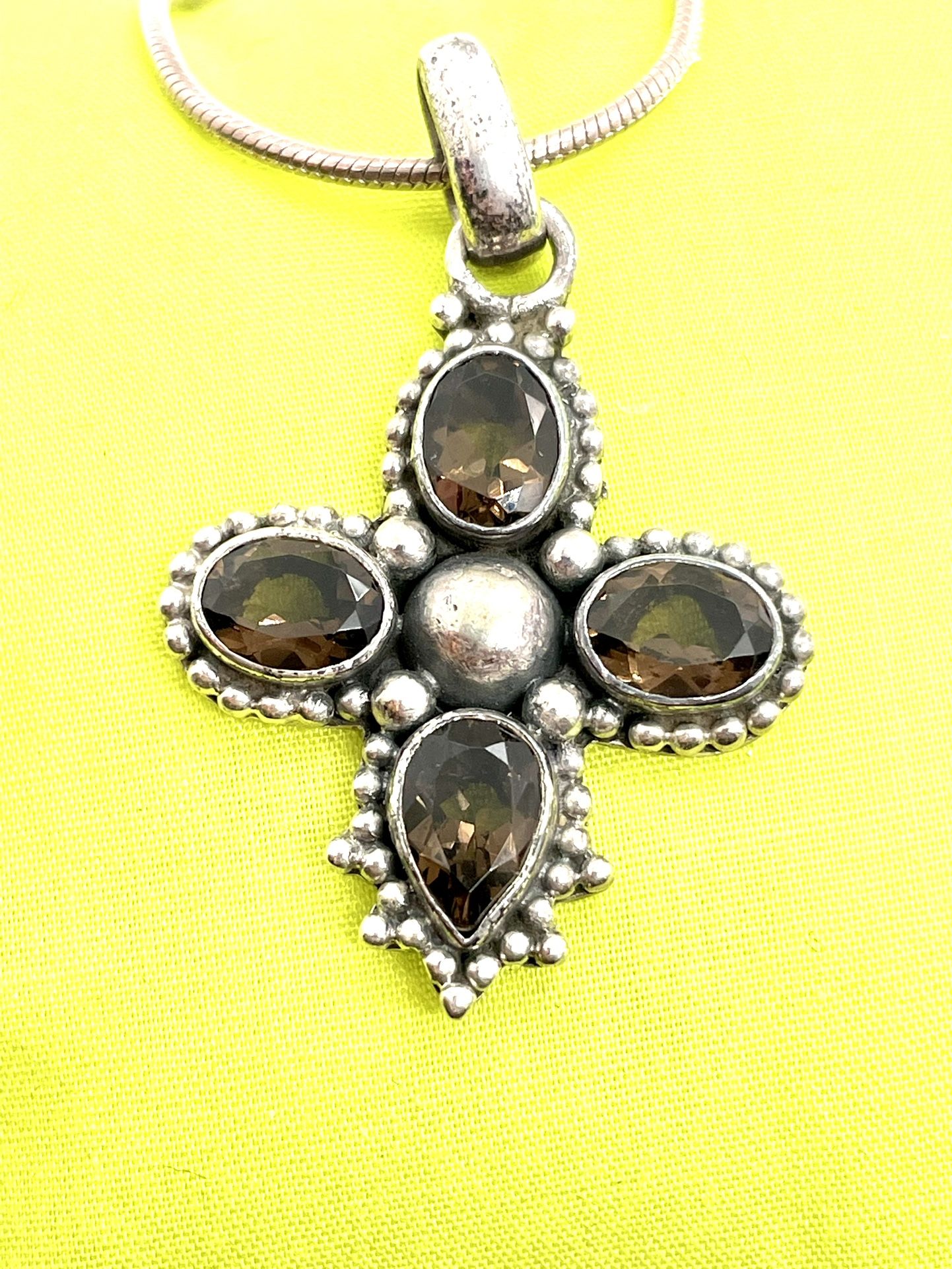 Sterling Smoky Topaz Pendant Necklace