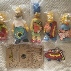 Vintage 1990 The Simpsons Burger King Plush Dolls Complete Unopened Set Of 5