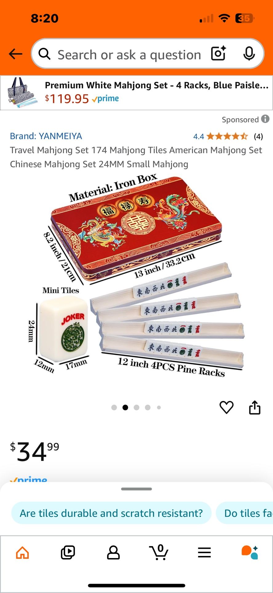 MINI MAHJONG SET. NEW