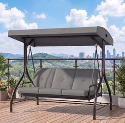 Outdoor Patio Swing, Porch Swings, Backrest Bench Sets, Glider Swing Bed Chair W/Adjustable Canopy, Thickened Removable Cushions, for Outside Backyard