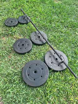 Barbell Bar with Weight Plates Set