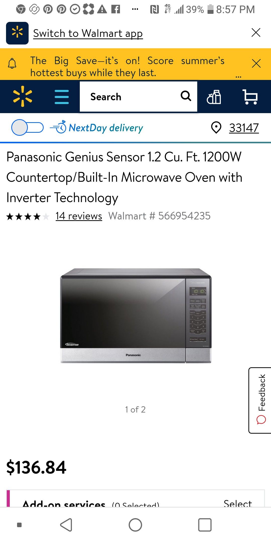 Panasonic Microwave Brand New