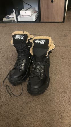 black Gucci leather flashtrek boots