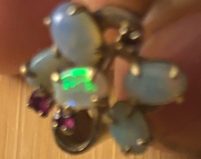Australian Opal & Rubies Laddies Ring 24Kt