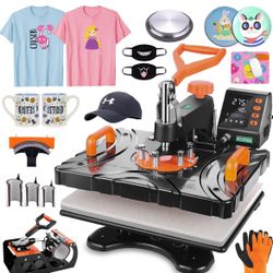 AKEYDIY Upgraded 8 in 1 Heat Press Machine Digital Combo Multifunctional T-Shirt Printing Sublimation Heat Press Transfer Machine12"X15"Heat Press