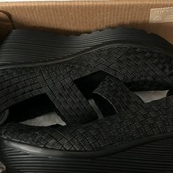 St John’s bay black slip on wedge shoes