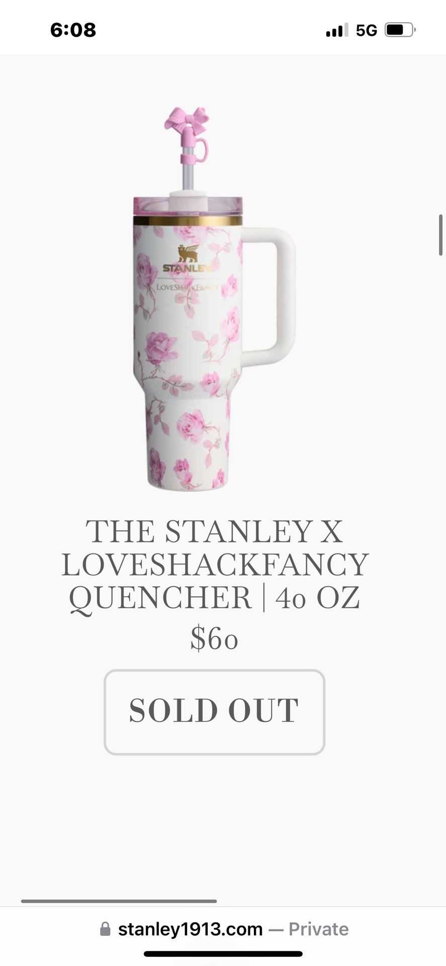 Limited Edition Stanley LoveshackFancy 40 Oz