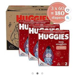 Huggies Size 2 Diapers, Little Snugglers Baby Diapers, Size 2 (12-18 lbs), 180 Count