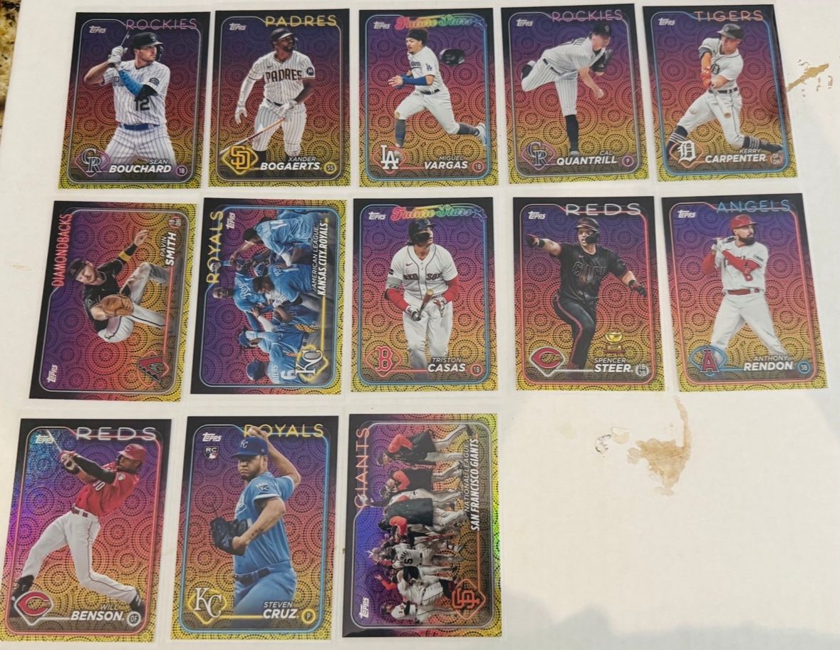 2024 Topps Summer Foil Parallel Baseball (13) Card LOT Miguel Vargas, Casas, Etc