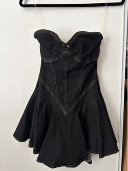 Dark denim strapless corset dress