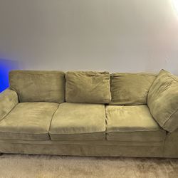 Pottery Barn Pearce Couch Sofa Sectional Jade Stone Everyday Suede Left Sofa