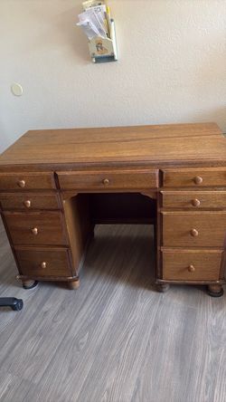 Solid Wood Desk + Office Chair