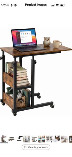 Rolling C-shaped adjustable desk