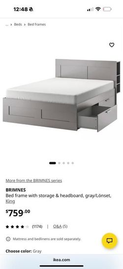 IKEA BRIMNES King size bed with updated slats for smaller spaces!