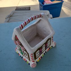 Vintage Teleflora Gingerbread House Ceramic Container