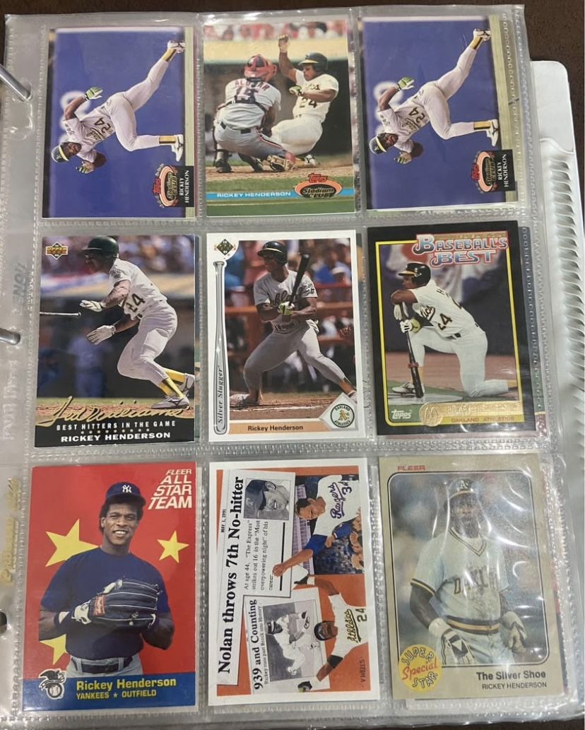 Rickey Henderson Cards - Various years - $5 each