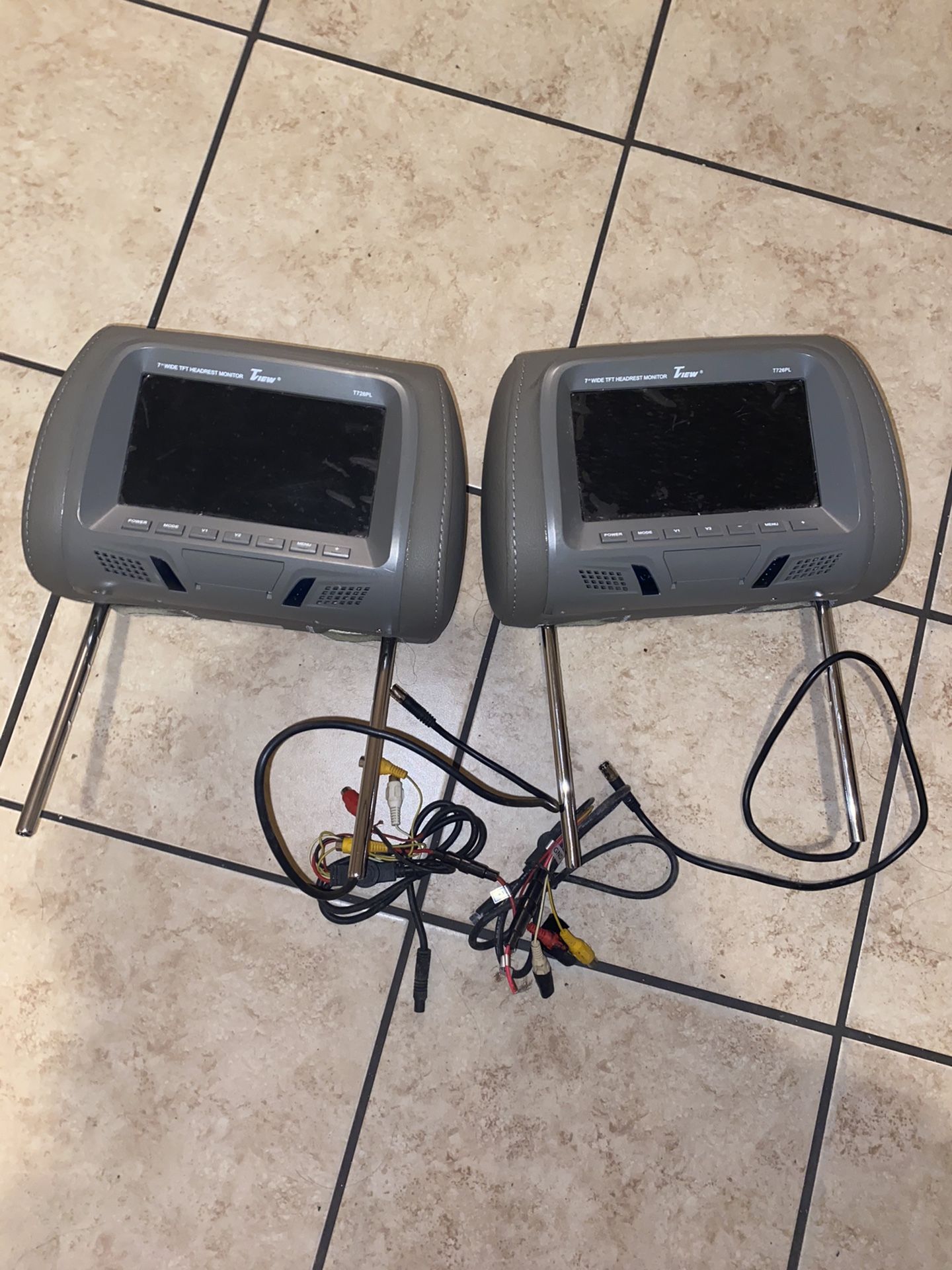 TView 7” Wide TFT Headrest Monitor Grey