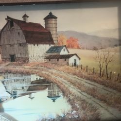 Barn Painting In Nice Frame  
