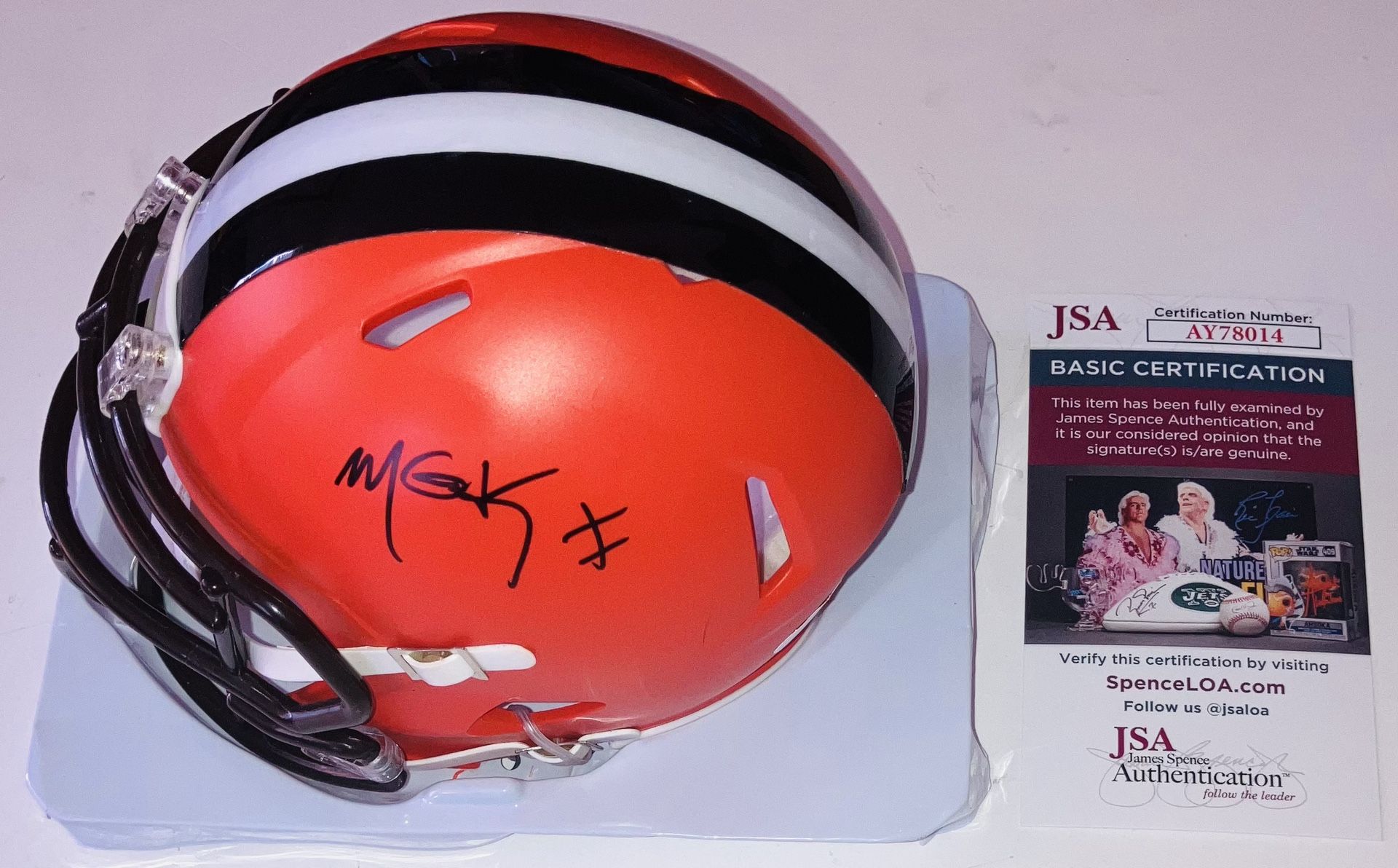 MACHINE GUN KELLY MGK SIGNED AUTOGRAPHED CLEVELAND BROWNS MINI HELMET JSA COA!
