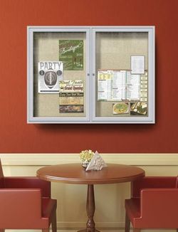 Ghent 3'H x 4'W 2-Door Outdoor Enclosed Bulletin Board (Shatter Resistant with Lock)