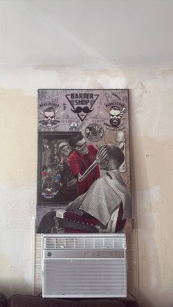 Large Skeleton Barbershop Canvas Wall Art – Barber Shop Décor
