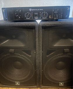 Used JBL JRX215 Unpowered Speakers with rockville rpa 5 amp