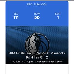 Dallas Mavericks Vs Boston Celtics Game 2 Floor Seats Single Ticket 
