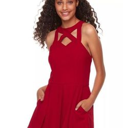 Dark Red Dress .. Knee High .. MEDIUM 