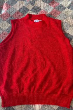 Vintage BFA Classics red sleeveless mock neck sweater glitter Women’s Sz L