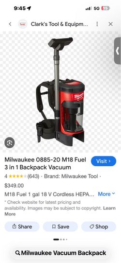 Milwaukee backpack vacuum