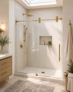 ✨ Brushed Gold Shower Door ✨