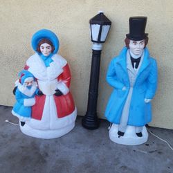 Vintage Empire Dickens Blow Mold 3 PC Set Nice Outdoor Christmas Decor